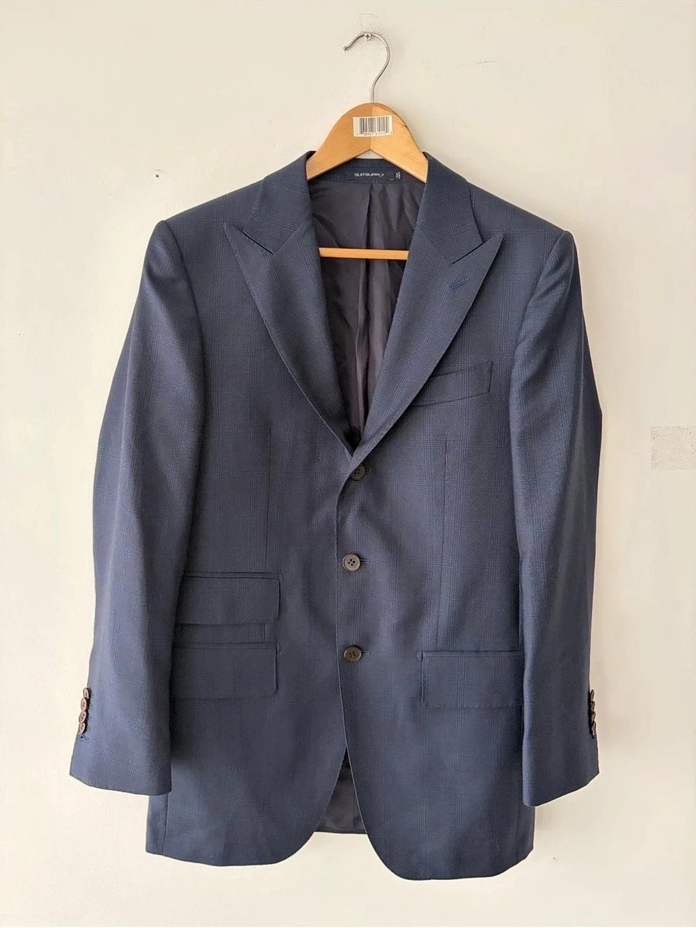 SUITSUPPLY Washington Single Breasted Check Suit in Blue Size 36